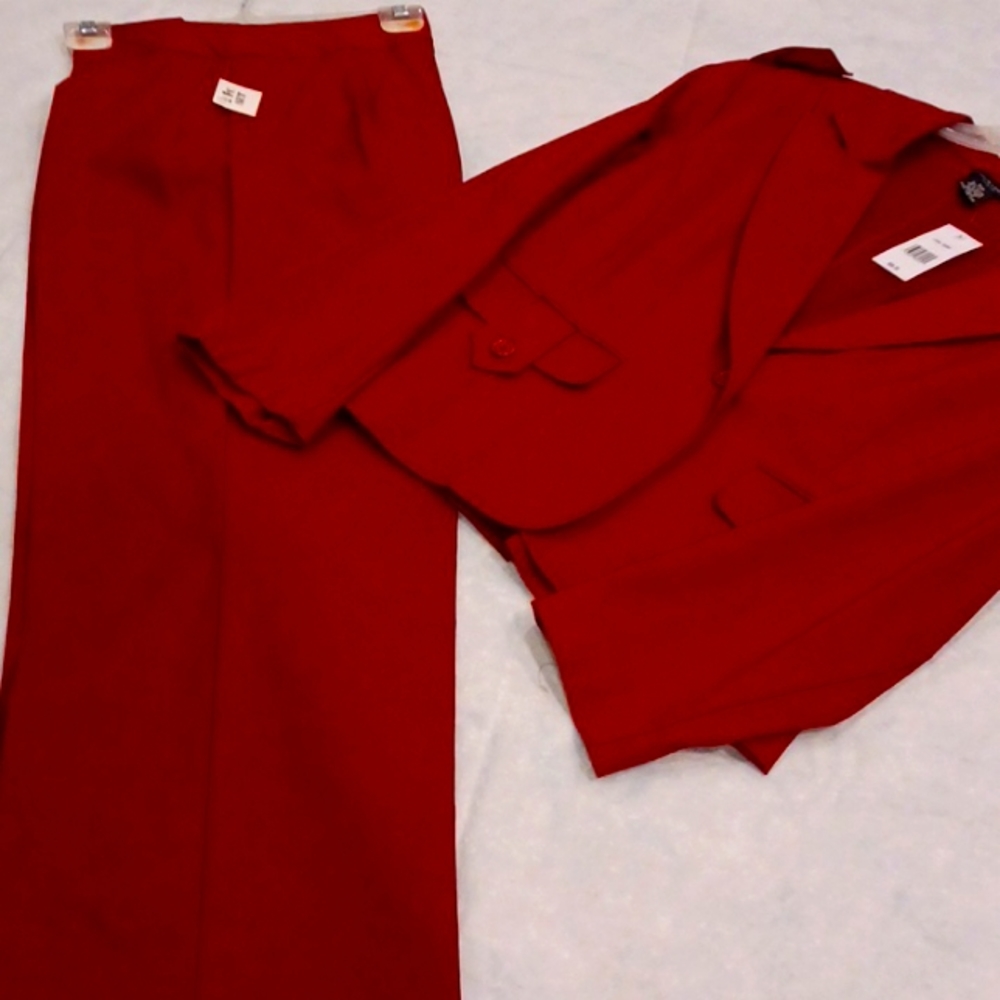 Courtenay Stretch Pants Suit, Burgundy